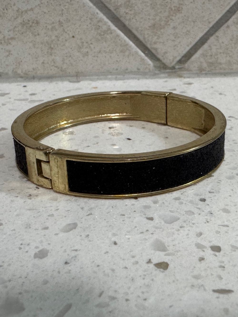 Gold with Black Sparkle Cuff Bracelet
